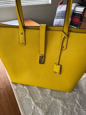 Michael Kors Bright Yellow Leather Tote Bag with Strap and Lock